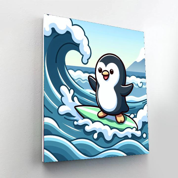 Surfing Penguin Adventure DIY Paint By Numbers