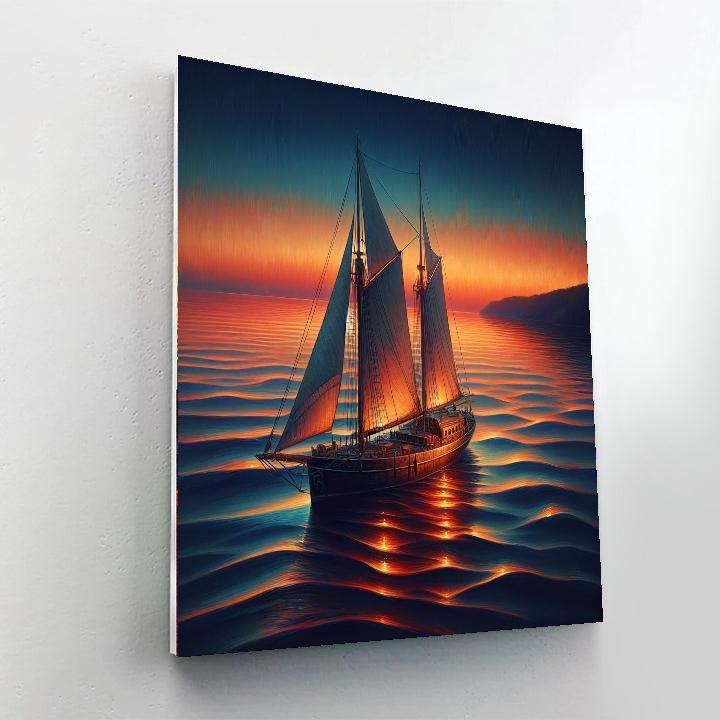 Vintage Sailboat Serenity Number Painting