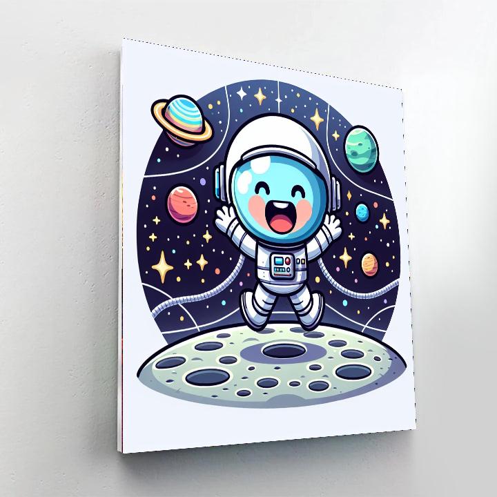 Silly Astronaut On The Moon Painting By Numbers Kit