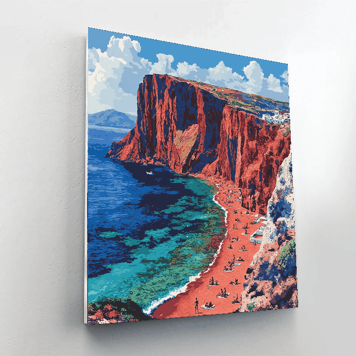 Santorini Red Beach - Greece DIY Paint By Numbers