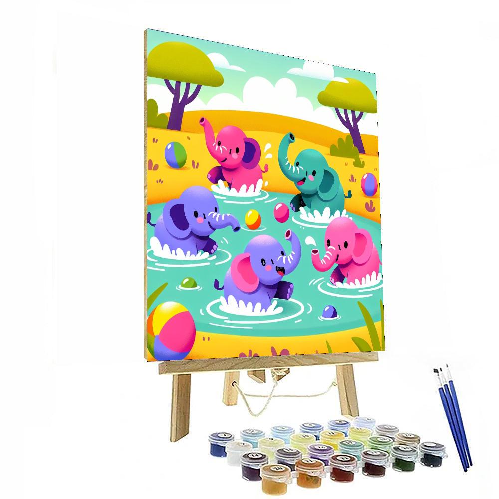 Elephant's Splashy Safari Paint By Numbers