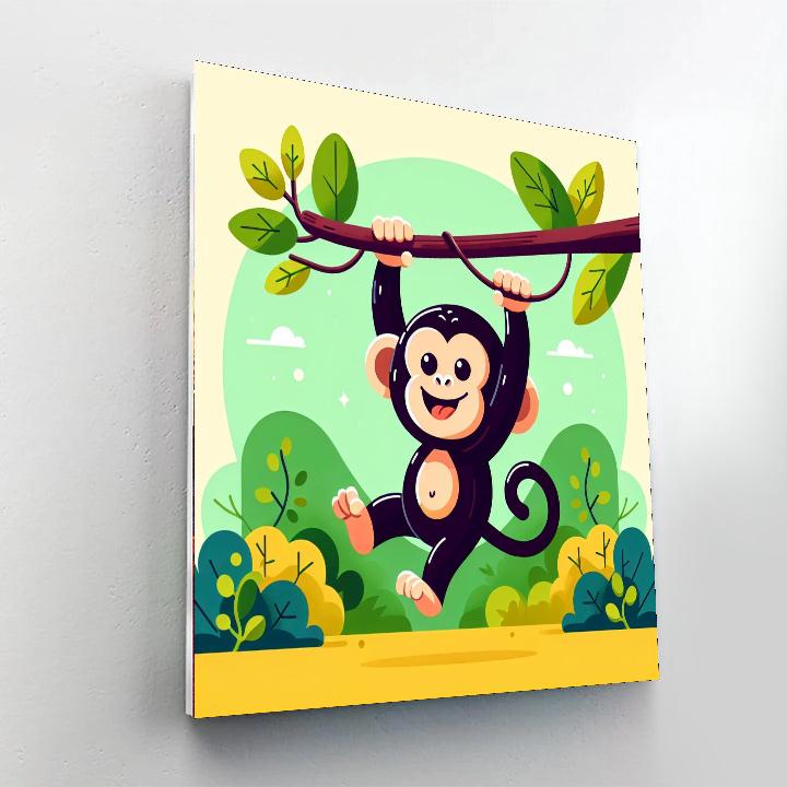 Cheery Chimpanzee In Jungle Painting Number Kit