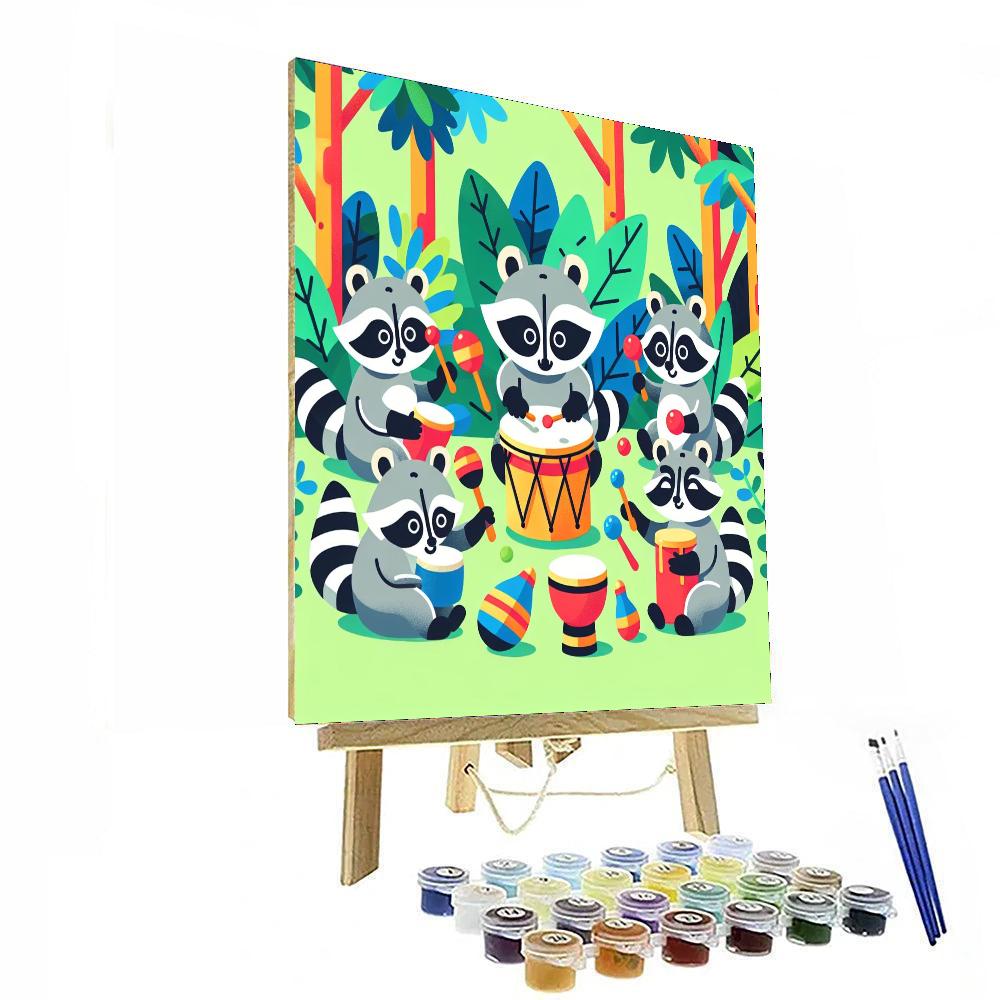 Rainforest Rhythm Raccoons Numbered Painting Kits