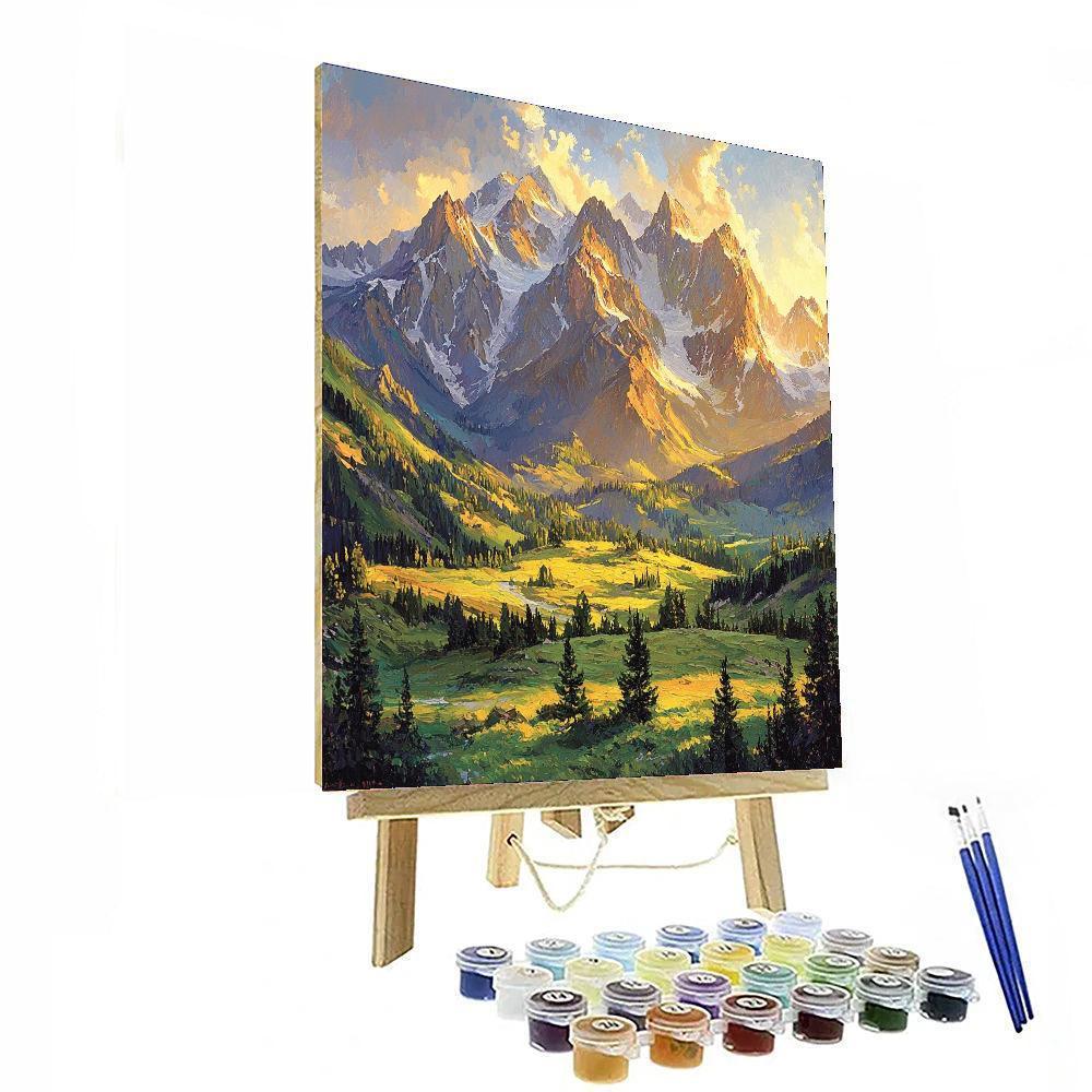 Albert Bierstadt Inspired Sublime Mountain Whisper  Paint By Color