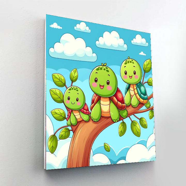 Cheerful Treetop Turtles Paint By Numbers