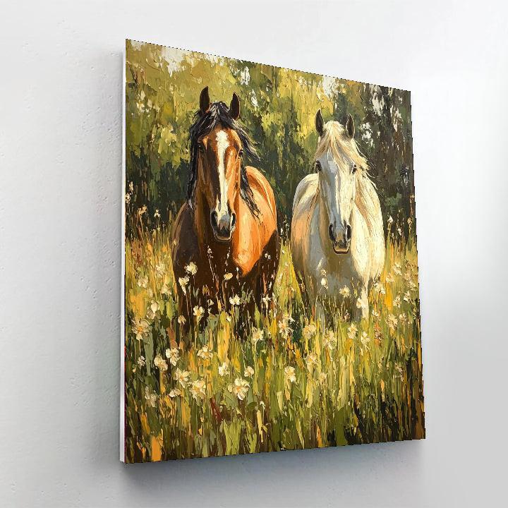 George Stubbs Inspired Noble Steeds In Spring  Number Painting