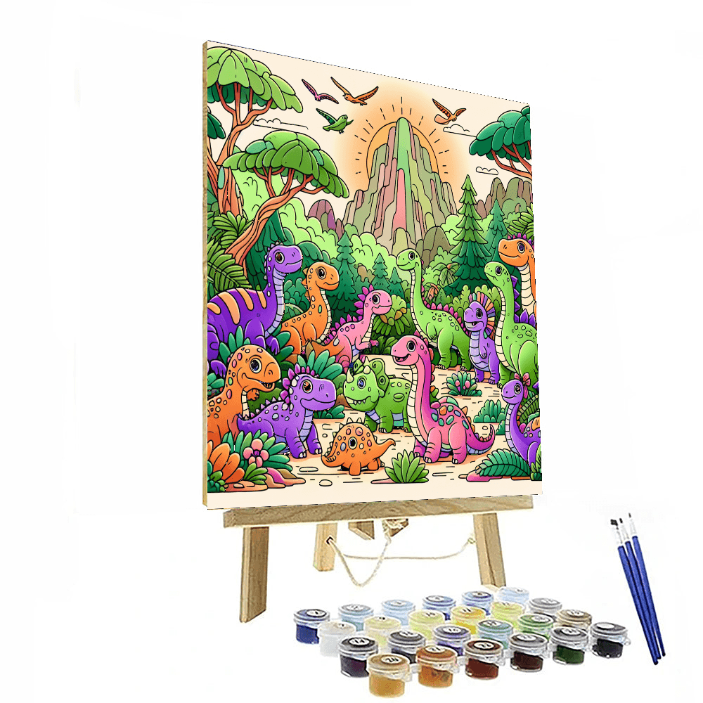 Playful Dinosaur Kingdom Number Painting