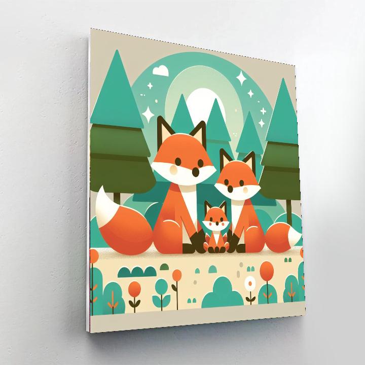 Charming Fox Family Numbered Painting Kits