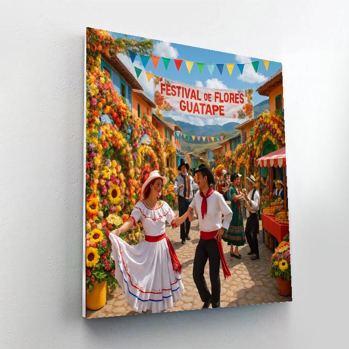 Flower Festival - Guatape, Colombia Painting Number Kit