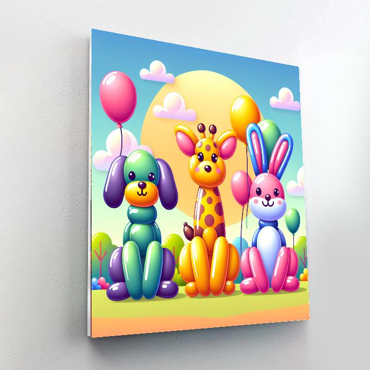 Cheerful Balloon Animals Paint By Numbers Art