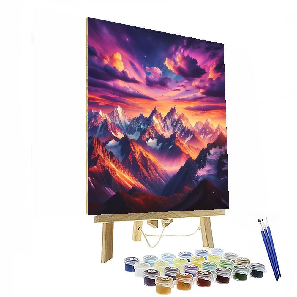 Majestic Mountain Sunset Painting Number Kit
