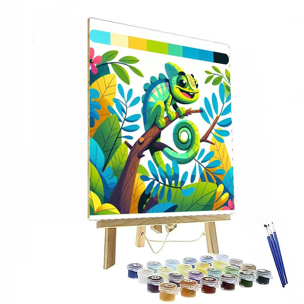 Happy Chameleon Paint By Numbers Art