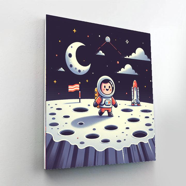 Little Astronaut's Moon Adventure Paint By Numbers Art