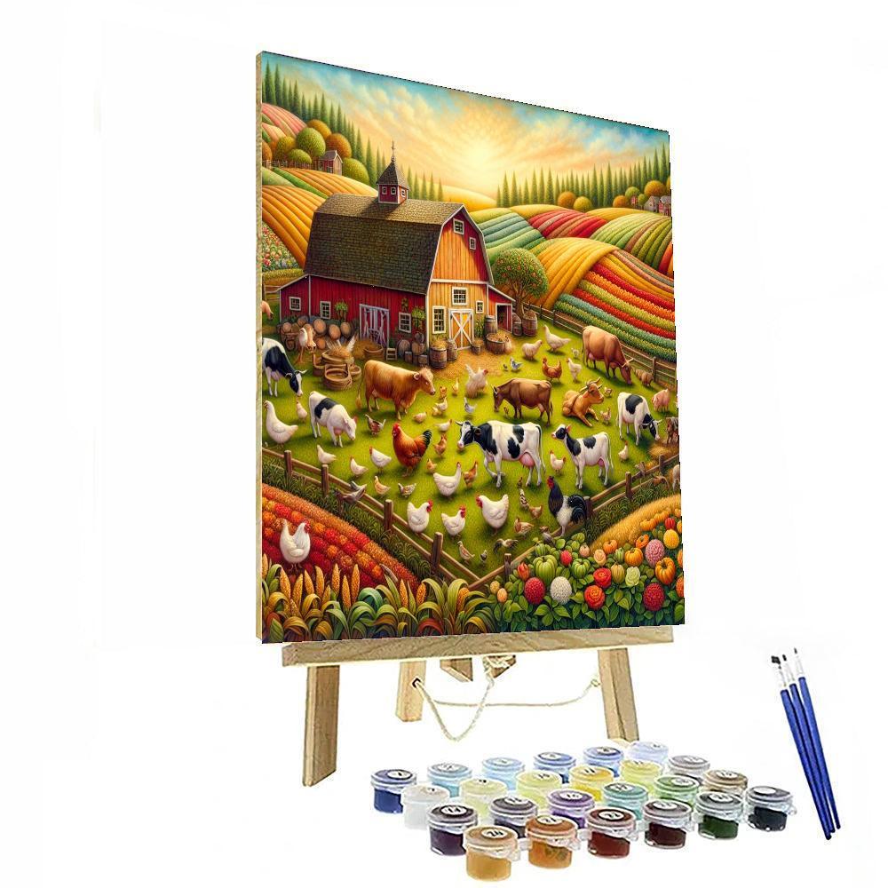 Joyful Farm Scene Numbered Painting Kits