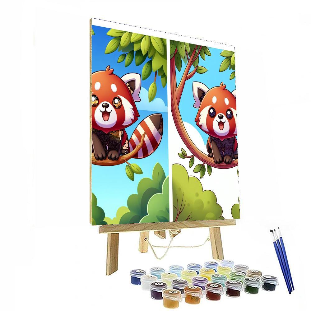 Cheerful Red Panda Paint By Numbers Art