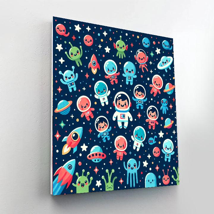 Adventure With Space Friends Paint By Numbers Art