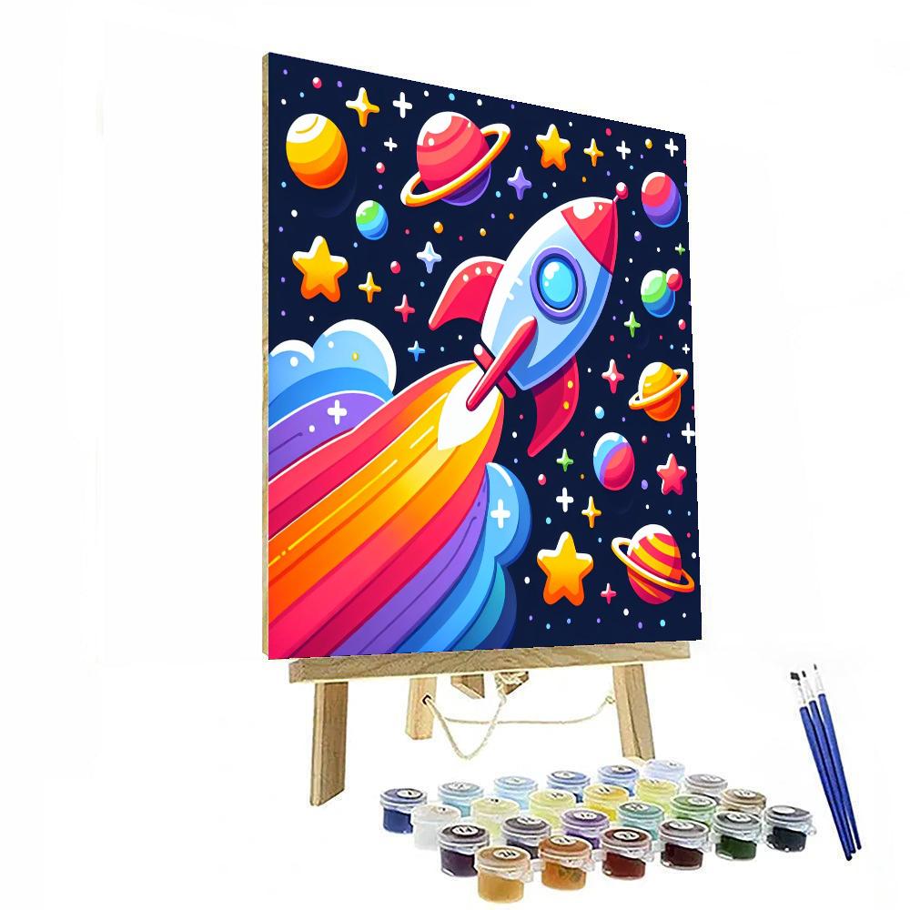 Rocket Ship To The Stars Painting Number Kit