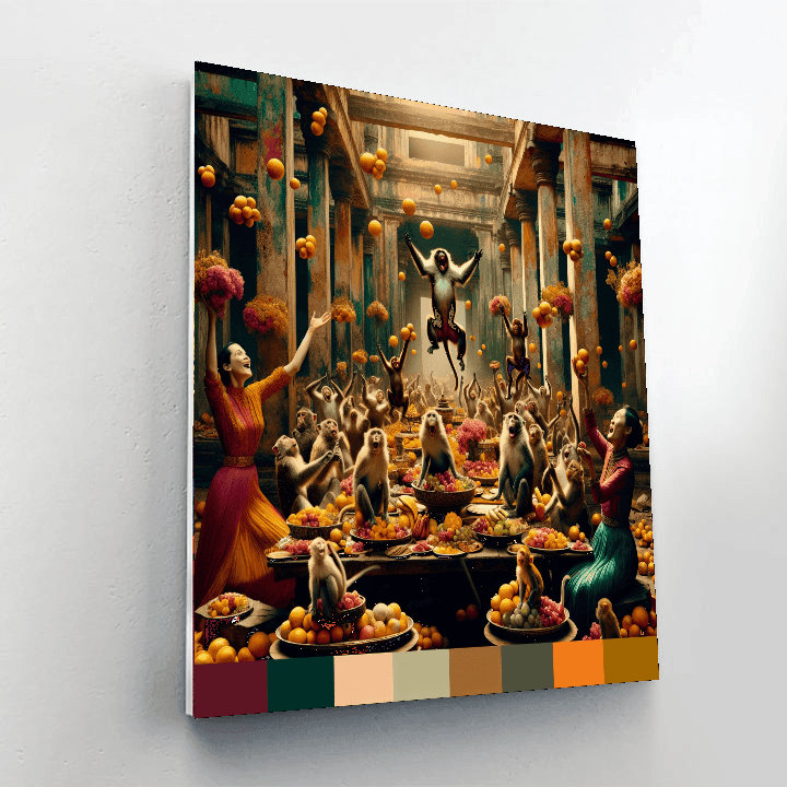 Lopburi Monkey Banquet - Lopburi, Thailand Paint By Color