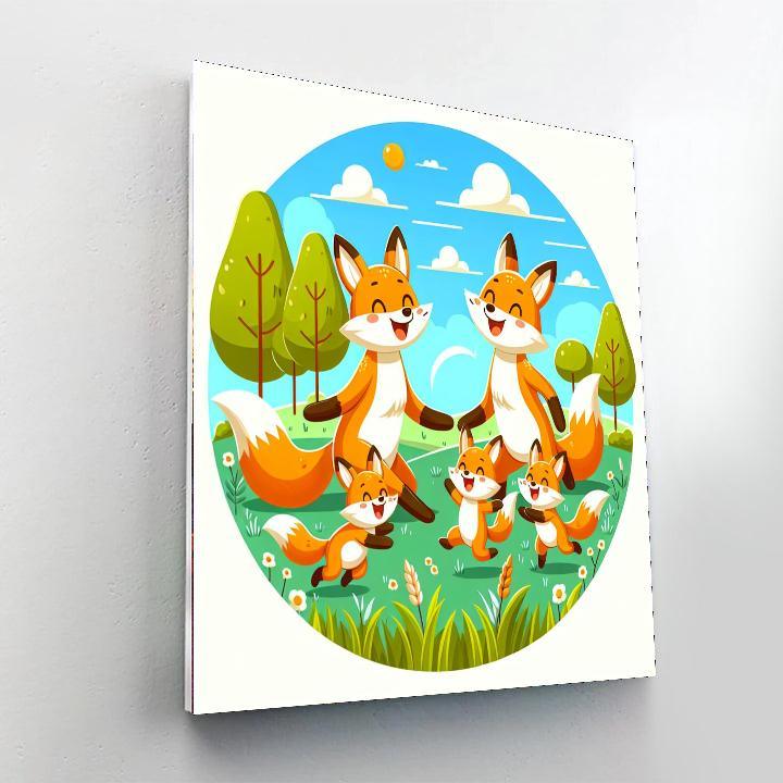 Frolicking Fox Family Paint By Numbers Art