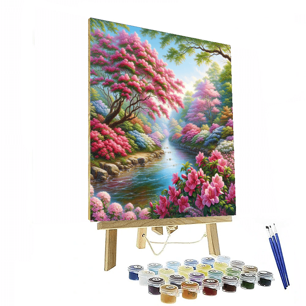 Riverside Spring Blossom Number Painting