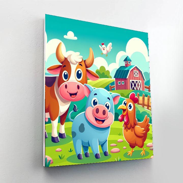 Adventure With Farm Animals Paint By Numbers Art