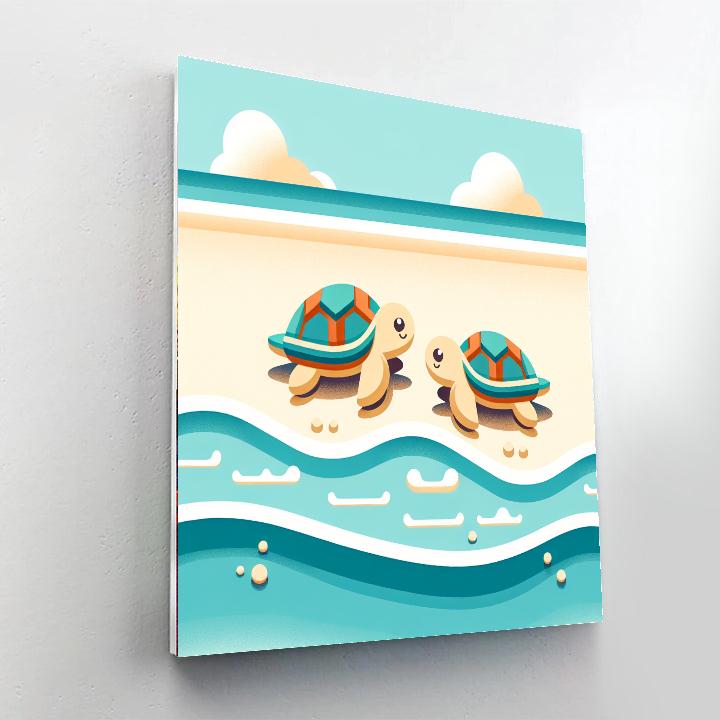 Beach Day With Sea Turtles Paint By Numbers Kits