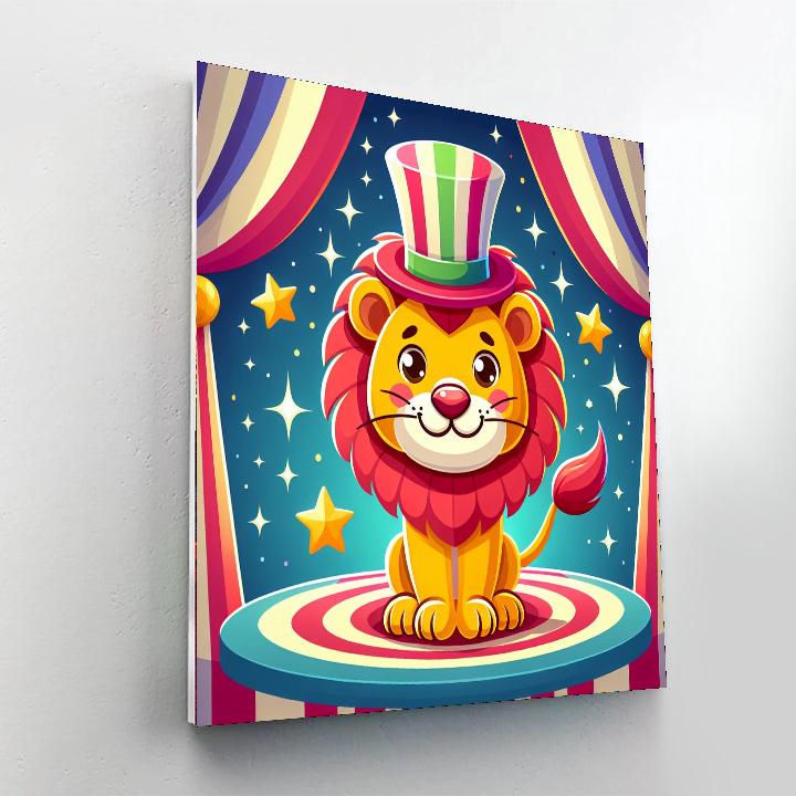 Happy Circus Lion DIY Paint By Numbers