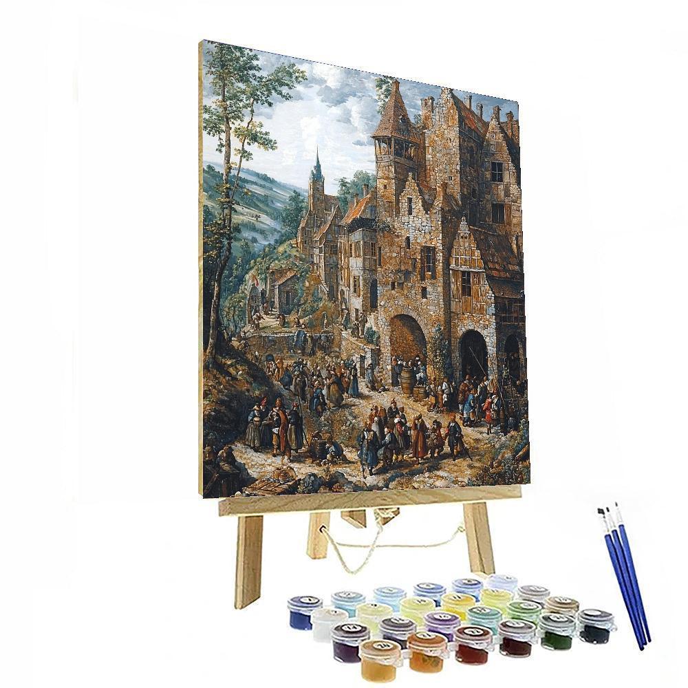 Pieter Bruegel Inspired Medieval Village Charm  Painting By Numbers Kit
