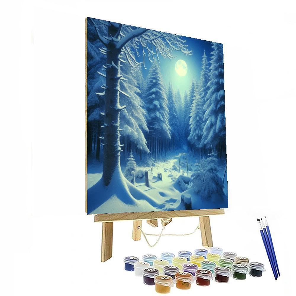 Mystical Snowy Forest Painting Number Kit