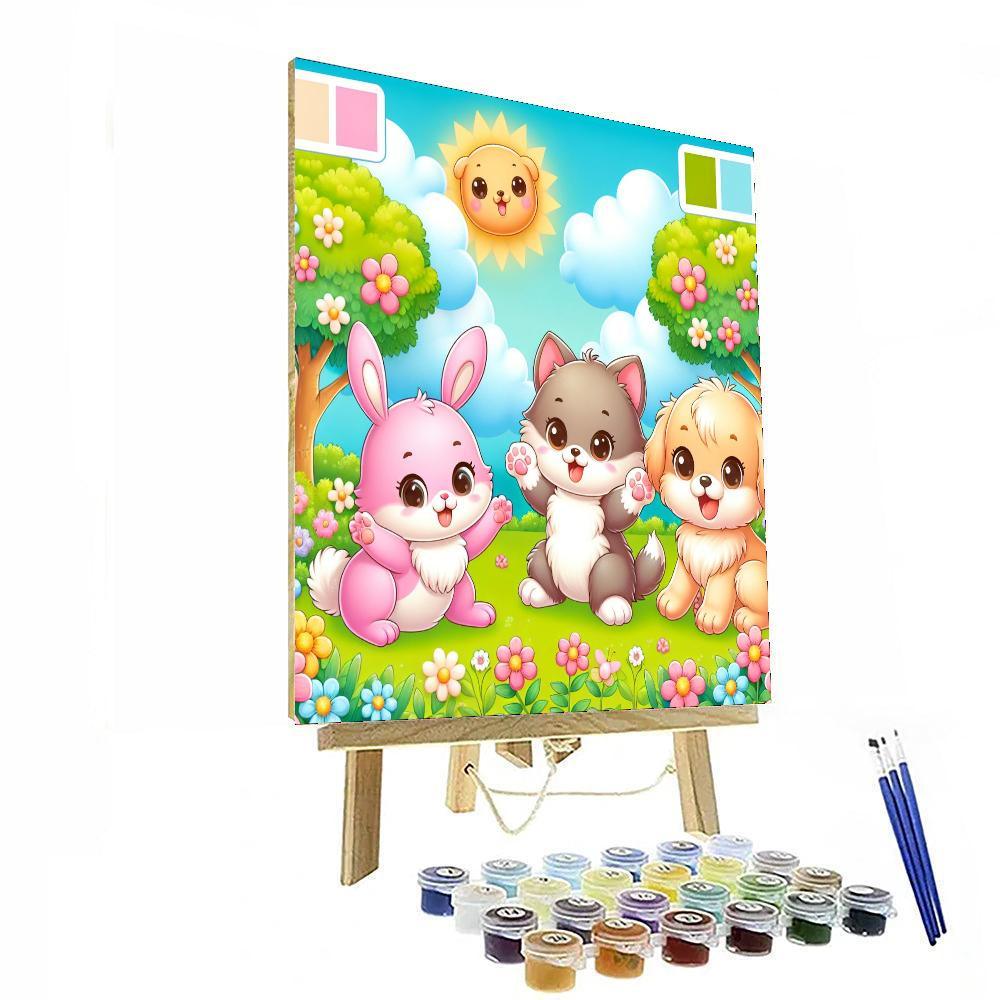 Animal Friends At Play Paint By Number