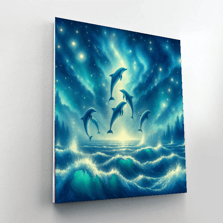 Cosmic Dolphin Symphony Paint By Numbers Art