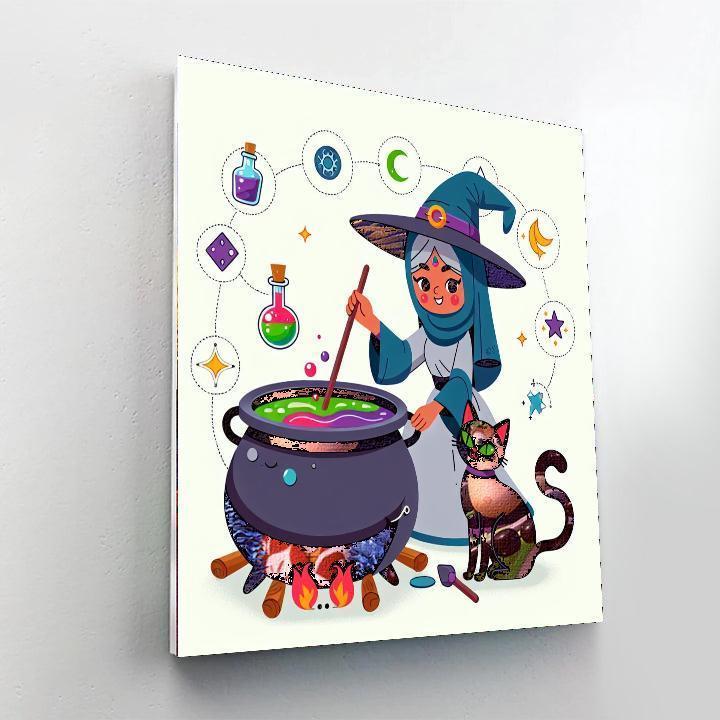 Whimsical Witch's Brew DIY Paint By Numbers