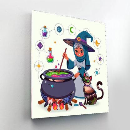 Whimsical Witch's Brew DIY Paint By Numbers