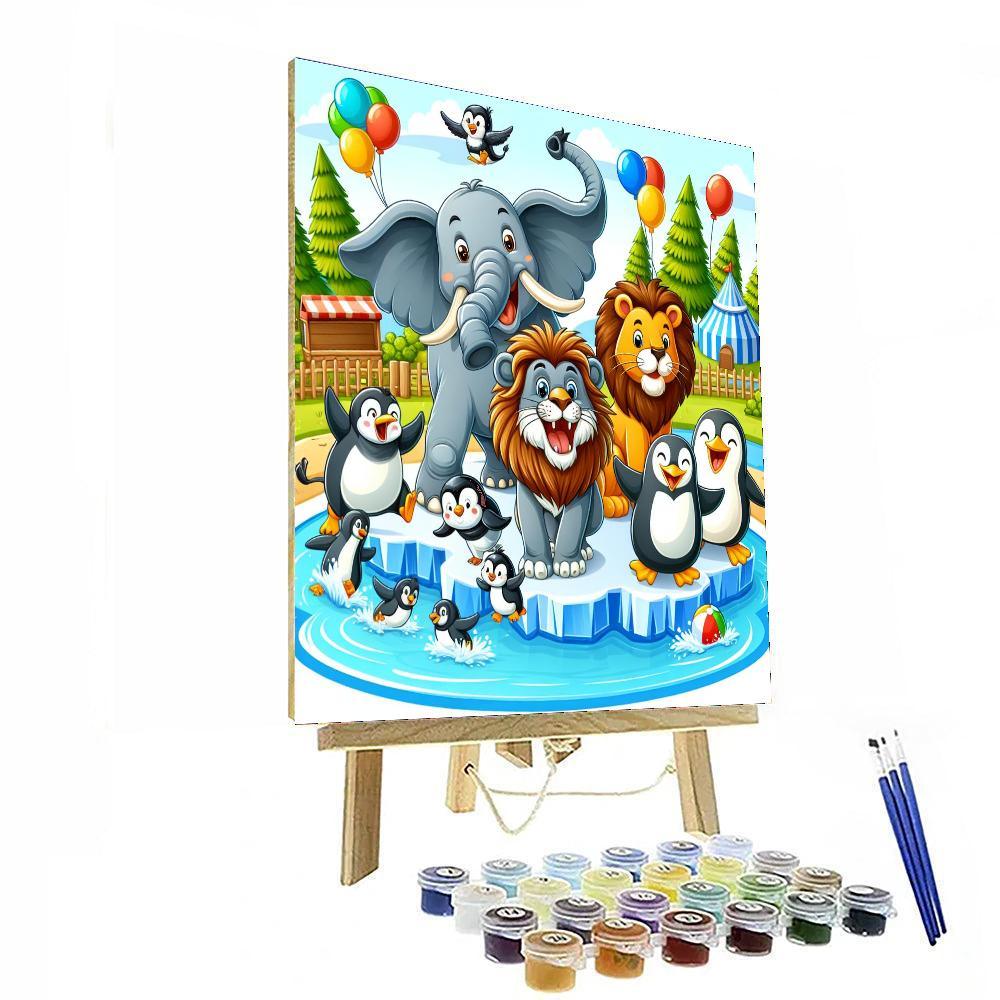 Happy Animals At The Zoo Numbered Painting Kits
