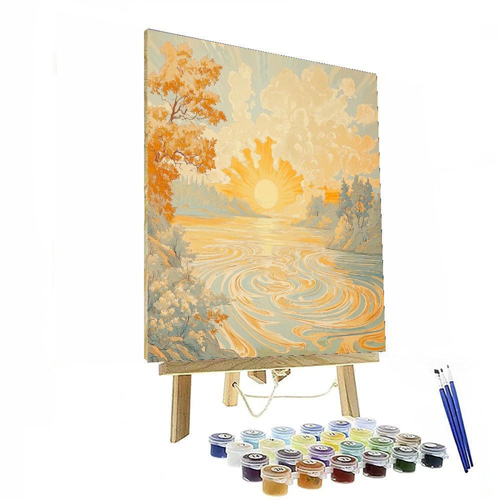 Alphonse Mucha Inspired Radiant Dawn Tranquility  Painting Number Kit