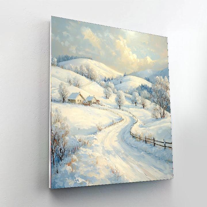 Kinkade Inspired Elegant Snowy Landscape  Number Painting
