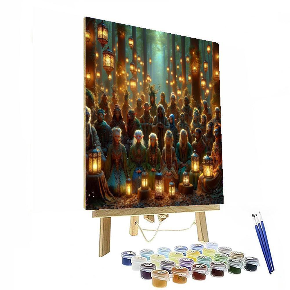 Forest Elf Gathering Paint By Numbers Art
