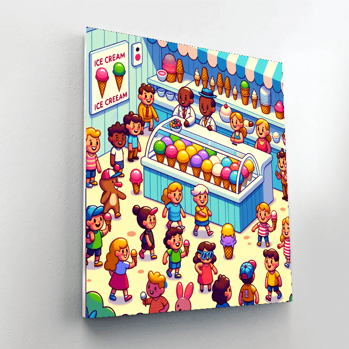 Cheerful Ice Cream Shop Paint By Number