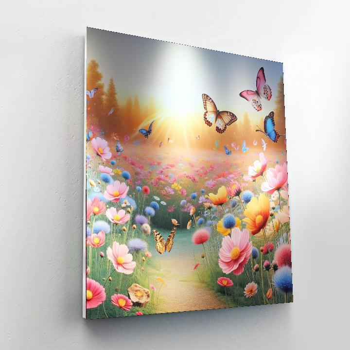 Rainbow Butterfly Meadow Paint By Numbers Art