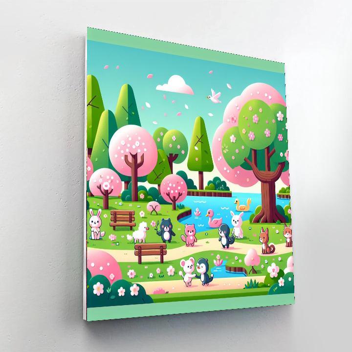 Charming Cherry Blossom Stroll Paint By Numbers Art