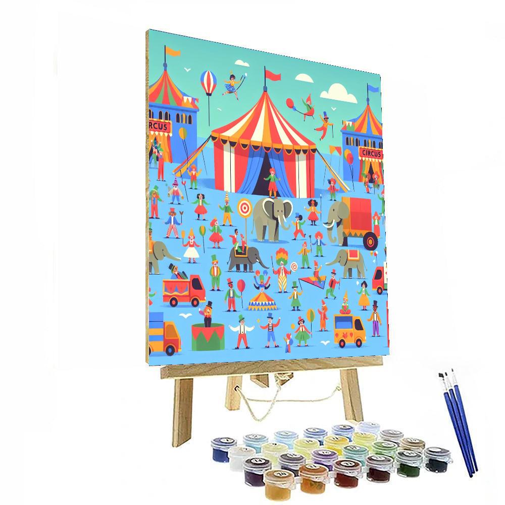 Cheerful Circus Scene Painting By Numbers Kit
