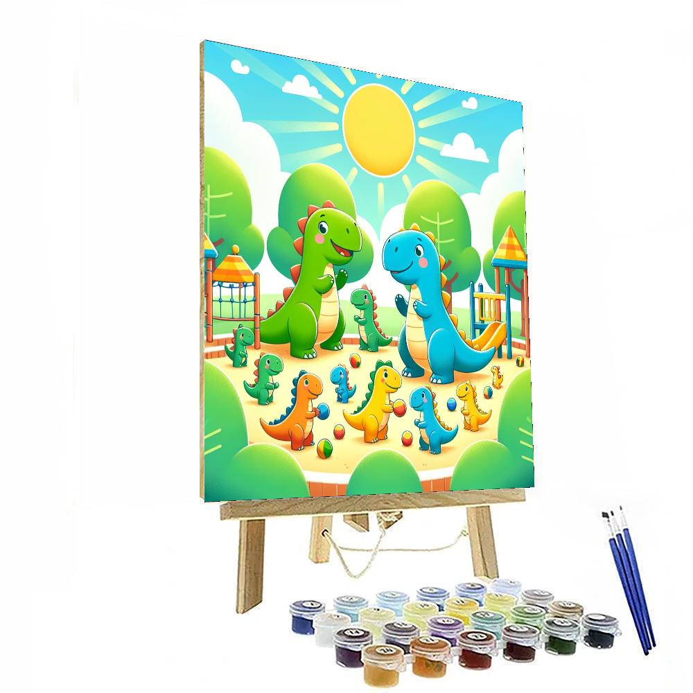 Colorful Dino Playground Paint By Numbers Art