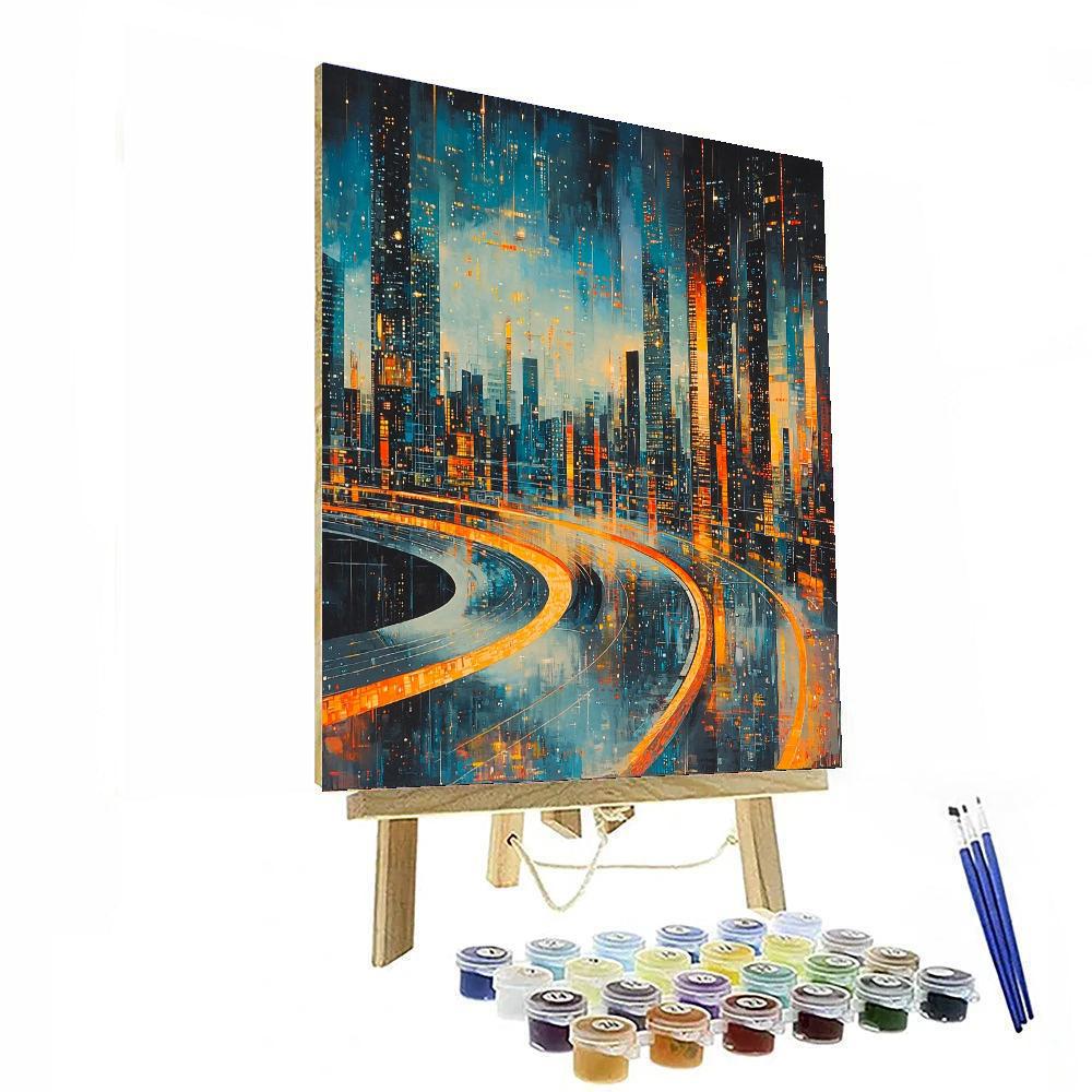 Futurists Inspired Dynamic Futuristic City  Paint By Numbers