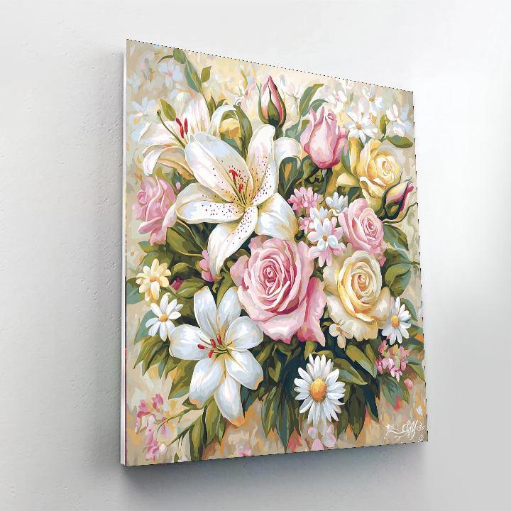 Leonardo Da Vinci Inspired Vibrant Petals  Number Painting