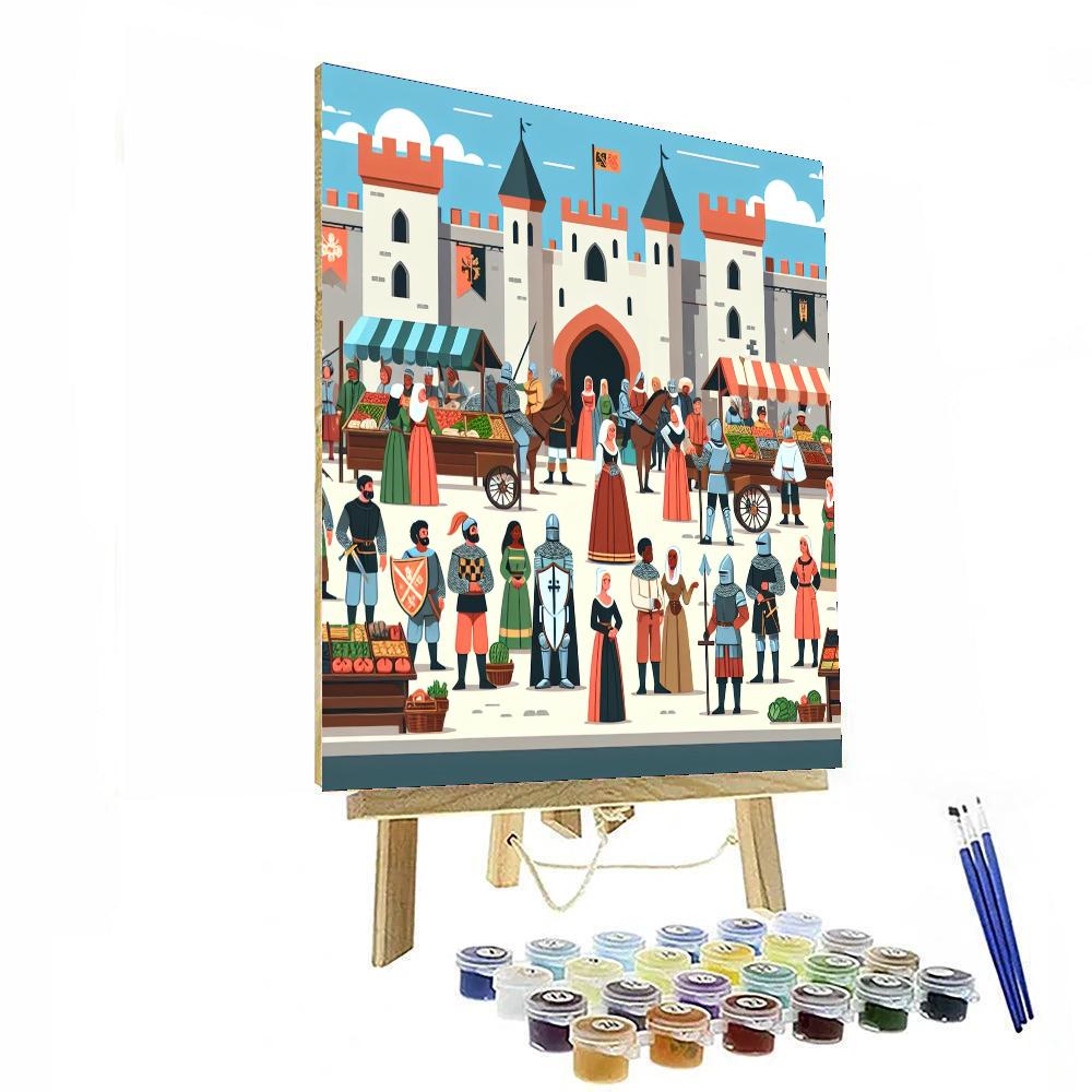 Medieval Market Extravaganza Painting By Numbers Kit