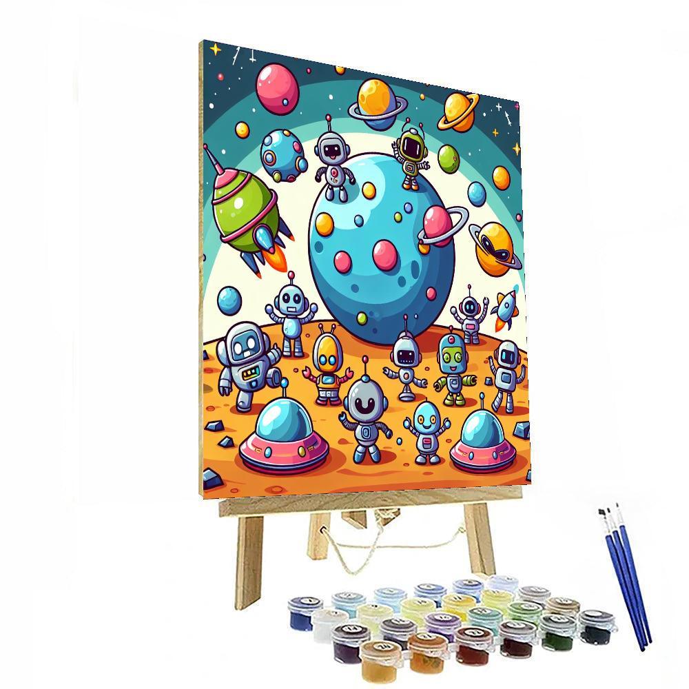 Outer Space Robot Party Paint By Numbers