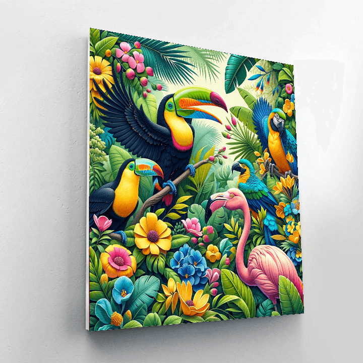 Vivid Tropical Birds Numbered Painting Kits