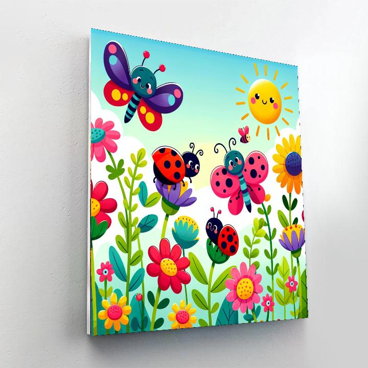 Bright Bugs And Blossoms Paint By Numbers