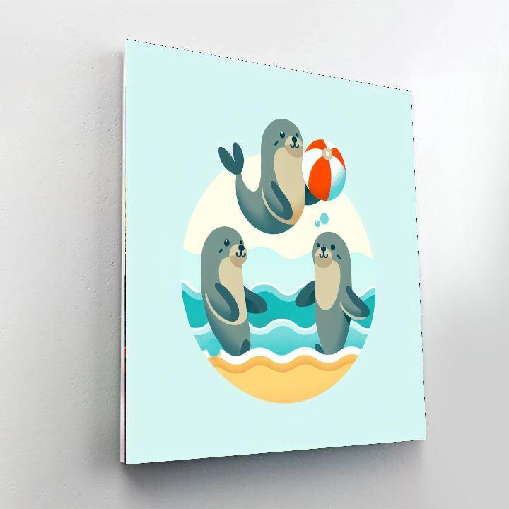 Charming Sea Lion Circus Paint By Numbers Kits