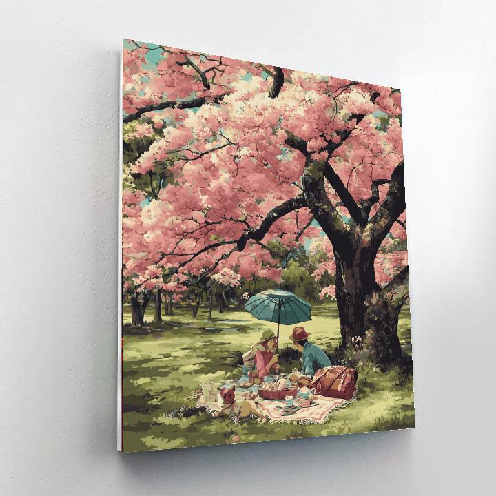 Picnic Under The Cherry Blossoms Paint By Numbers Kits
